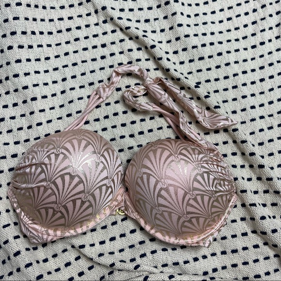Victorias Secret halter metallic bikini swim top ultimate push up pink sz 34DD - Picture 4 of 6